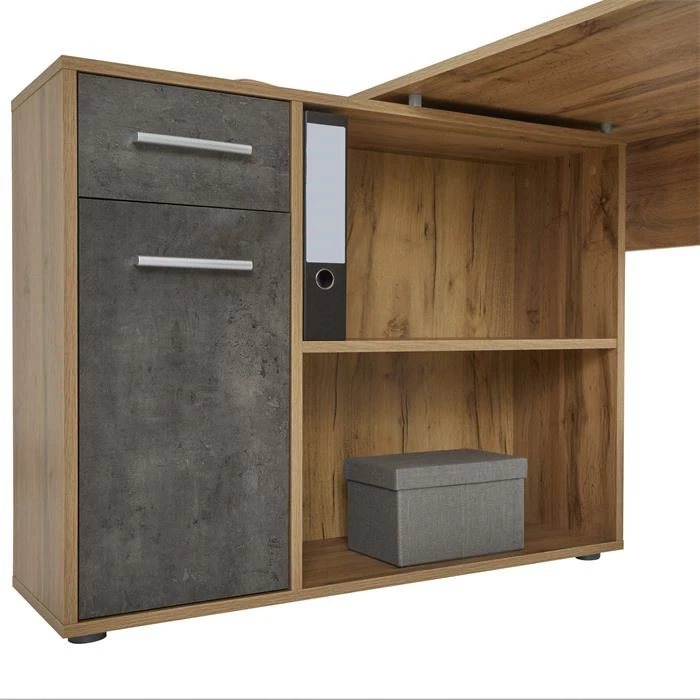 IDIMEX Eckschreibtisch ISOTTA Mit Regal In Wildeiche/Beton Dunkel 5 IDIMEX Eckschreibtisch ISOTTA Mit Regal In Wildeiche/Beton Dunkel – Bild 3