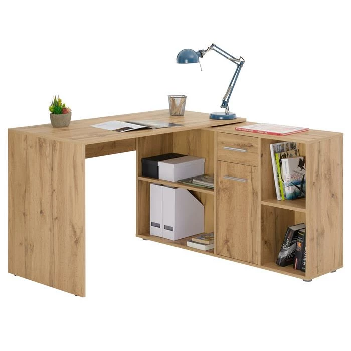 CARO-Möbel Eckschreibtisch DIEGO Mit Regal In Wotan Eiche 3 CARO-Möbel Eckschreibtisch DIEGO Mit Regal In Wotan Eiche