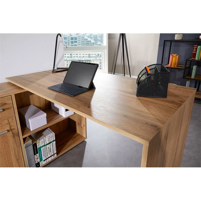 CARO-Möbel Eckschreibtisch DIEGO Mit Regal In Wotan Eiche 7 CARO-Möbel Eckschreibtisch DIEGO Mit Regal In Wotan Eiche – Bild 5