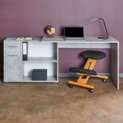 IDIMEX Eckschreibtisch ISOTTA Mit Regal In Betonoptik -Betten & Zubehör Verkäufe 14729 A0 3N