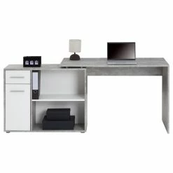IDIMEX Eckschreibtisch ISOTTA Mit Regal In Betonoptik/weiß -Betten & Zubehör Verkäufe 14738 1 N