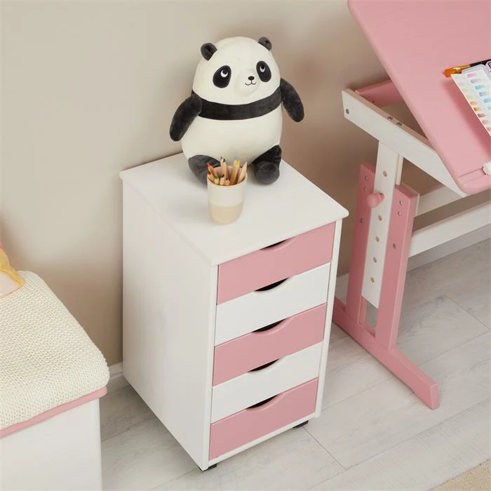 IDIMEX Rollcontainer LAGOS Mit 5 Schubladen In Weiß/rosa 5 IDIMEX Rollcontainer LAGOS Mit 5 Schubladen In Weiß/rosa – Bild 3