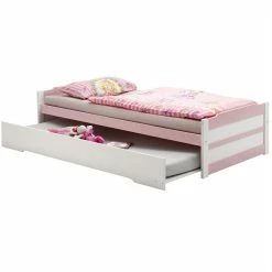 IDIMEX Ausziehbett LORENA 90x200 Cm, Kiefer In Weiß/rosa