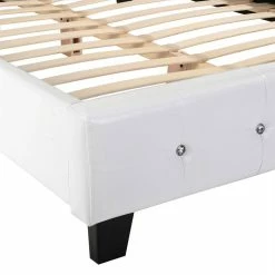 CARO-Möbel Polsterbett NEWCASTELE 120x200 Cm, Kunstleder Weiß -Betten & Zubehör Verkäufe 51200 1