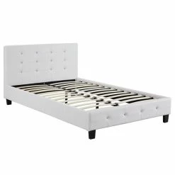 CARO-Möbel Polsterbett NEWCASTELE 120x200 Cm, Kunstleder Weiß -Betten & Zubehör Verkäufe 51200 2