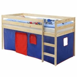 IDIMEX Hochbett ERIK Vorhang Blau/rot In Natur -Betten & Zubehör Verkäufe 70871 1 N