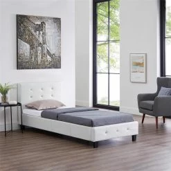 CARO-Möbel Polsterbett GLASGOW 90x200 Cm, Kunstleder In Weiß 8 CARO-Möbel Polsterbett GLASGOW 90x200 Cm, Kunstleder In Weiß -Betten & Zubehör Verkäufe 71085 1 N1