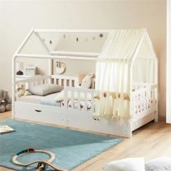 IDIMEX Hausbett NUNA In 90 X 200 Cm Aus Massiver Kiefer, Weiß -Betten & Zubehör Verkäufe 71301 AC0