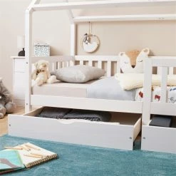 IDIMEX Hausbett NUNA In 90 X 200 Cm Aus Massiver Kiefer, Weiß -Betten & Zubehör Verkäufe 71301 AC4