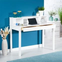 IDIMEX Sekretär LENNOX Mit 3 Nischen Und 2 Schubladen In Weiß -Betten & Zubehör Verkäufe 7200 AC2