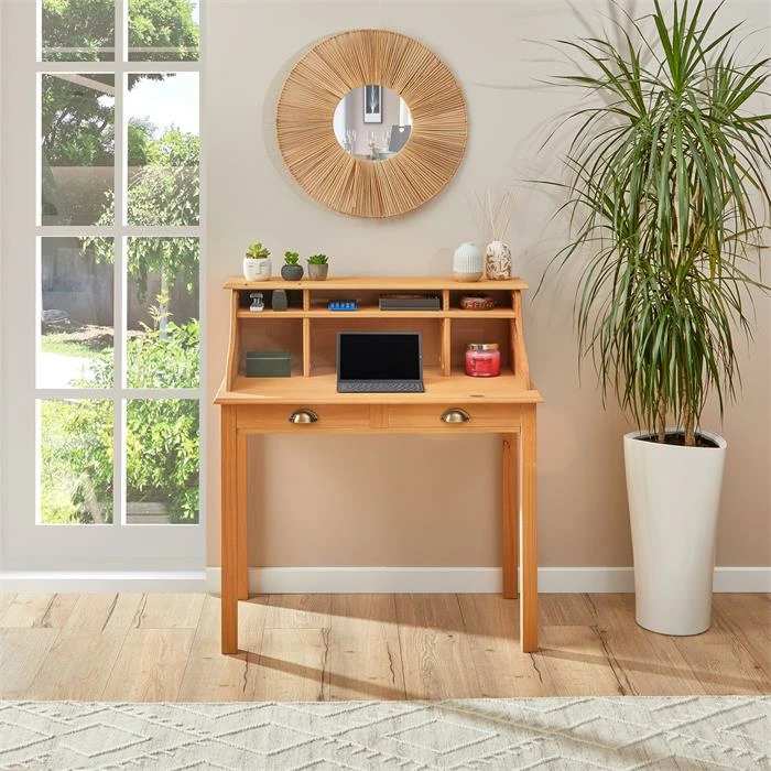 IDIMEX Sekretär MARLENE Mit 2 Schubladen Und 6 Fächer Gebeizt 4 IDIMEX Sekretär MARLENE Mit 2 Schubladen Und 6 Fächer Gebeizt – Bild 2