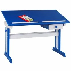 IDIMEX Kinderschreibtisch FLEXI Höhenverstellbar In Weiß/blau