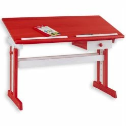 IDIMEX Kinderschreibtisch Weiß/rot FLEXI
