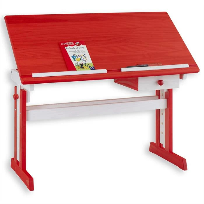 IDIMEX Kinderschreibtisch Weiß/rot FLEXI 4 IDIMEX Kinderschreibtisch Weiß/rot FLEXI – Bild 2