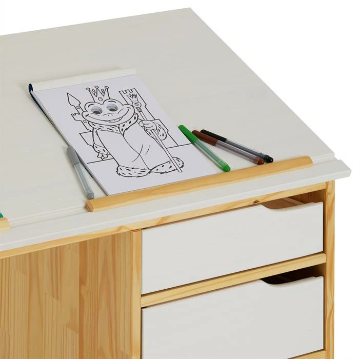 IDIMEX Kinderschreibtisch EMMA Aus Kiefer Massiv In Natur/weiß, Neigungsverstellbar 6 IDIMEX Kinderschreibtisch EMMA Aus Kiefer Massiv In Natur/weiß, Neigungsverstellbar – Bild 4