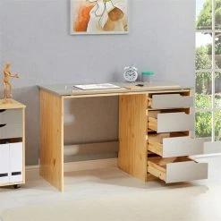 IDIMEX Kinderschreibtisch EMMA Aus Kiefer Massiv In Natur/grau, Neigungsverstellbar -Betten & Zubehör Verkäufe 7244 AC2