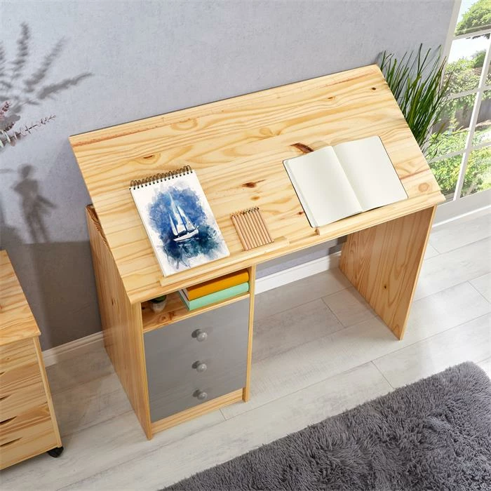 IDIMEX Kinderschreibtisch KEVIN Neigungsverstellbar Natur/grau 6 IDIMEX Kinderschreibtisch KEVIN Neigungsverstellbar Natur/grau – Bild 4