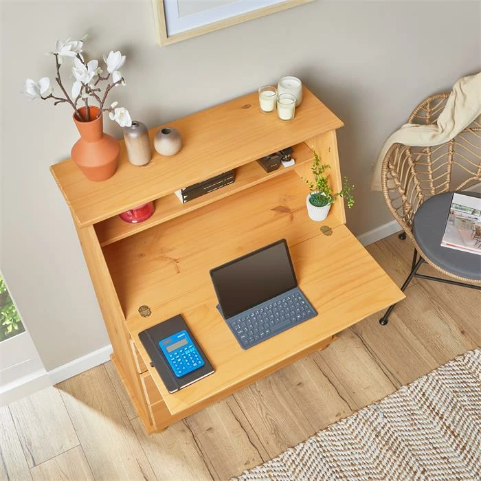 IDIMEX Sekretär GOMES Mit 3 Schubladen Und 2 Fächer Aus Kiefer Gebeizt 6 IDIMEX Sekretär GOMES Mit 3 Schubladen Und 2 Fächer Aus Kiefer Gebeizt – Bild 4