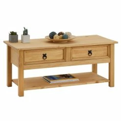 IDIMEX Couchtisch TEQUILA, Kiefer Massiv, Mit 2 Schubladen, Mexiko