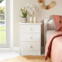 IDIMEX Nachttisch RONDO Mit 3 Schubladen, Kiefer In Weiß -Betten & Zubehör Verkäufe 8102 AC1