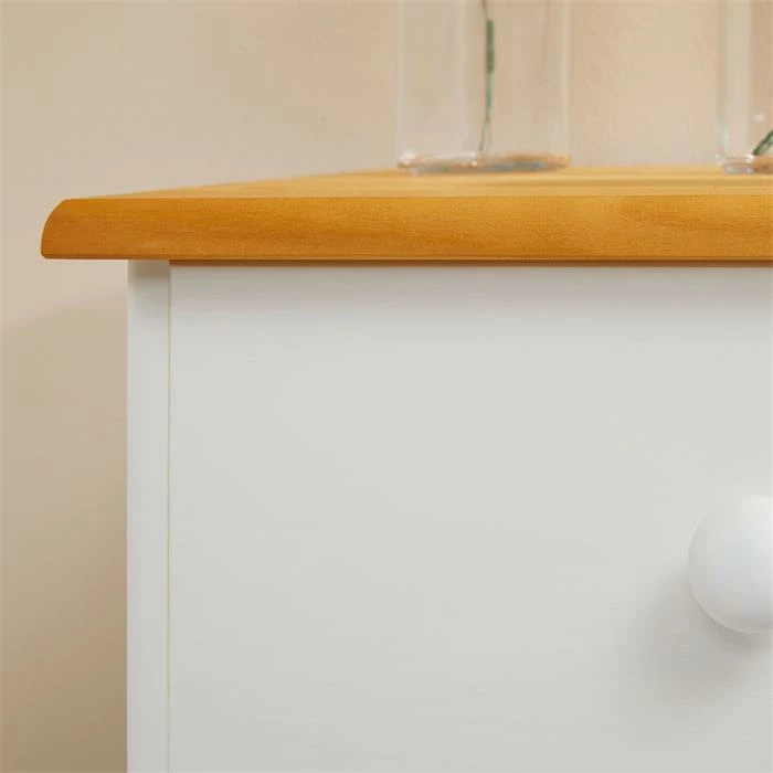 IDIMEX Nachttisch RONDO Mit 3 Schubladen, Kiefer In Weiß/braun 8 IDIMEX Nachttisch RONDO Mit 3 Schubladen, Kiefer In Weiß/braun – Bild 6