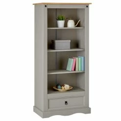 IDIMEX Bücherschrank TEQUILA, Kiefer Massiv Grau/braun, Mexiko