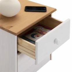 IDIMEX Nachttisch RONDO Aus Kiefer Mit 2 Schubladen, In Weiß/braun -Betten & Zubehör Verkäufe 8210 2