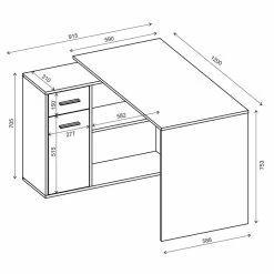 CARO-Möbel Eckschreibtisch LENA Mit Regal In Sonoma Eiche/weiß -Betten & Zubehör Verkäufe 93675 80