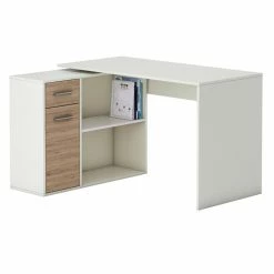 CARO-Möbel Eckschreibtisch LENA Mit Regal In Sonoma Eiche/weiß -Betten & Zubehör Verkäufe 93680 2 2
