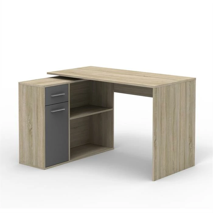 CARO-Möbel Eckschreibtisch LENA Mit Regal In Sonoma Eiche/grau 4 CARO-Möbel Eckschreibtisch LENA Mit Regal In Sonoma Eiche/grau – Bild 2