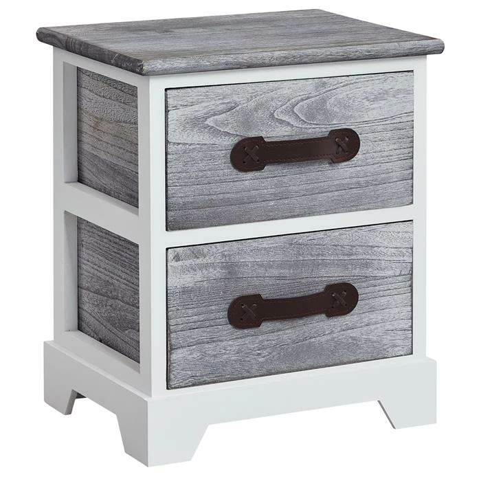 CARO-Möbel Nachttisch SALERNO Weiß/grau, 2 Schubladen 3 CARO-Möbel Nachttisch SALERNO Weiß/grau, 2 Schubladen