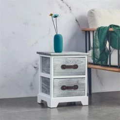 CARO-Möbel Nachttisch SALERNO Weiß/grau, 2 Schubladen 9 CARO-Möbel Nachttisch SALERNO Weiß/grau, 2 Schubladen -Betten & Zubehör Verkäufe 94096 1 N1