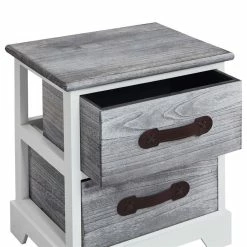 CARO-Möbel Nachttisch SALERNO Weiß/grau, 2 Schubladen 11 CARO-Möbel Nachttisch SALERNO Weiß/grau, 2 Schubladen -Betten & Zubehör Verkäufe 94096 3