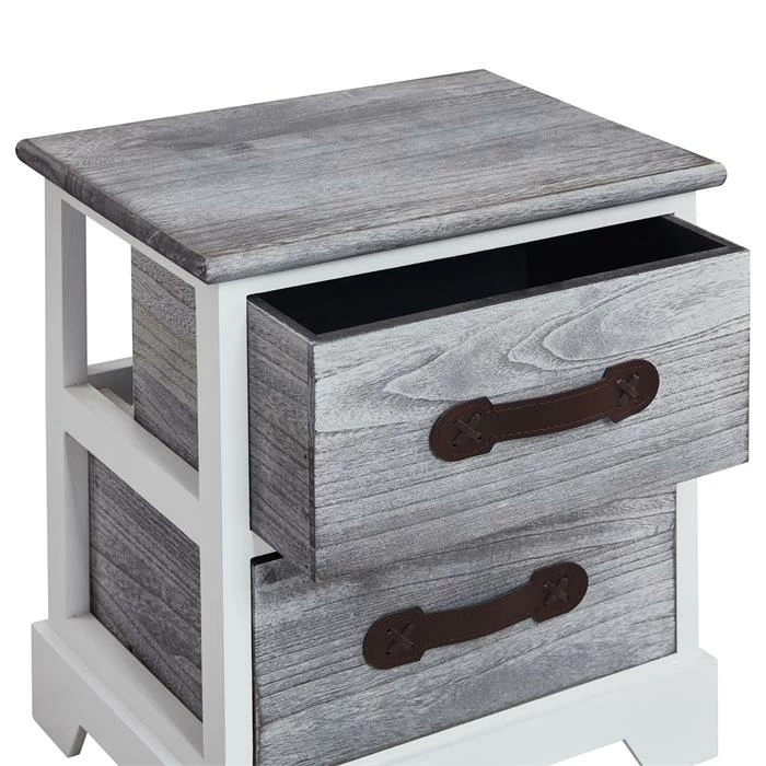 CARO-Möbel Nachttisch SALERNO Weiß/grau, 2 Schubladen 6 CARO-Möbel Nachttisch SALERNO Weiß/grau, 2 Schubladen – Bild 4
