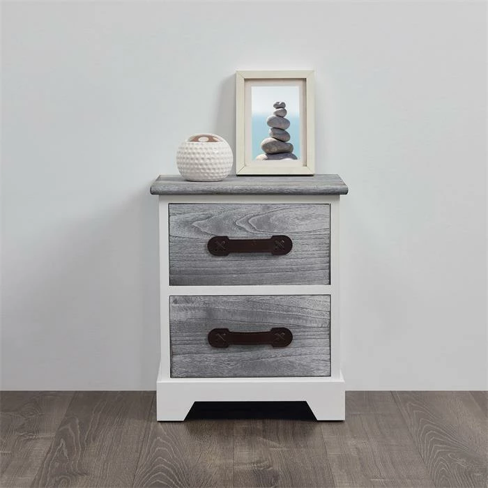 CARO-Möbel Nachttisch SALERNO Weiß/grau, 2 Schubladen 7 CARO-Möbel Nachttisch SALERNO Weiß/grau, 2 Schubladen – Bild 5