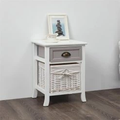 CARO-Möbel Nachttisch TOSCANA Weiß Mit Schublade -Betten & Zubehör Verkäufe 94106 1 N1