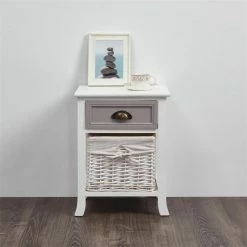 CARO-Möbel Nachttisch TOSCANA Weiß Mit Schublade -Betten & Zubehör Verkäufe 94106 3 N1