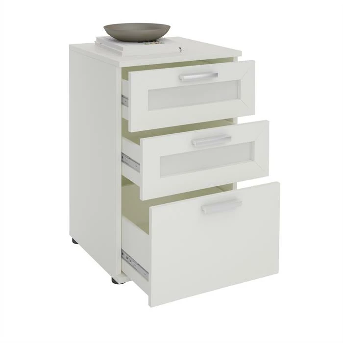 CARO-Möbel Nachttisch MARIKE In Weiß Mit 3 Schubladen 4 CARO-Möbel Nachttisch MARIKE In Weiß Mit 3 Schubladen – Bild 2