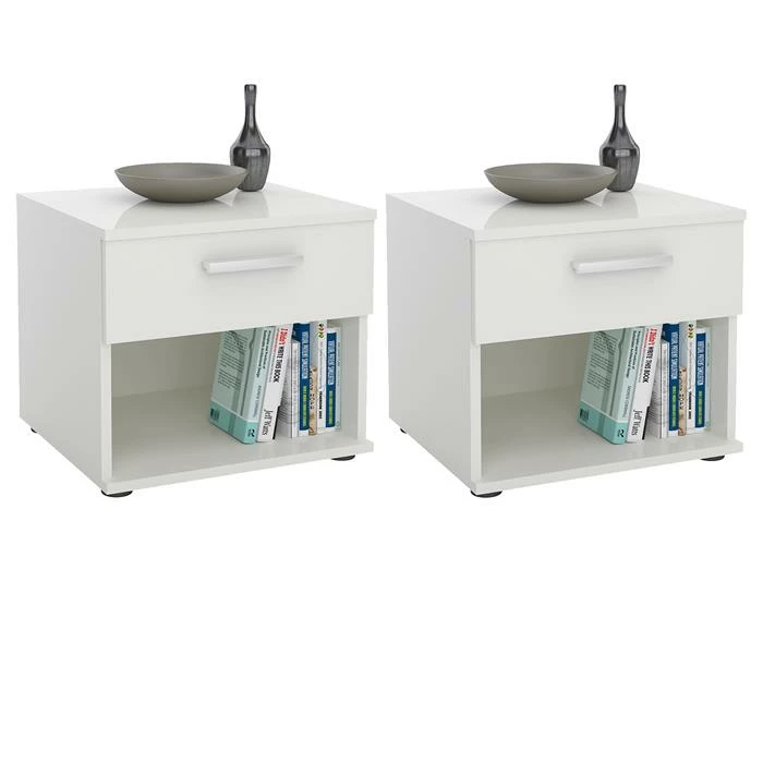 CARO-Möbel Nachttisch MARY Im 2er Set In Weiß 3 CARO-Möbel Nachttisch MARY Im 2er Set In Weiß