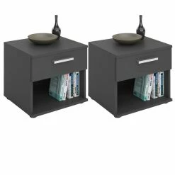 CARO-Möbel Nachttisch MARY Im 2er Set In Grau