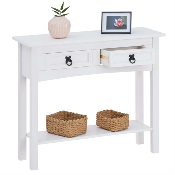 CARO-Möbel Konsolentisch RURAL, Kiefer Massiv, Mit 2 Schubladen, Mexico Möbel 5 CARO-Möbel Konsolentisch RURAL, Kiefer Massiv, Mit 2 Schubladen, Mexico Möbel – Bild 3