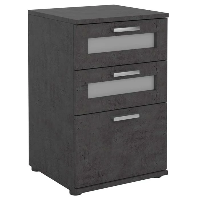 CARO-Möbel Nachttisch MARIKE In Betonoptik Dunkel Mit 3 Schubladen 3 CARO-Möbel Nachttisch MARIKE In Betonoptik Dunkel Mit 3 Schubladen