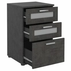 CARO-Möbel Nachttisch MARIKE In Betonoptik Dunkel Mit 3 Schubladen 6 CARO-Möbel Nachttisch MARIKE In Betonoptik Dunkel Mit 3 Schubladen -Betten & Zubehör Verkäufe 95059 1