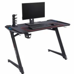 CARO-Möbel Gaming Tisch RUSH In Schwarz Mit LED Beleuchtung