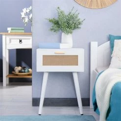 CARO-Möbel Nachttisch KIRAN Mit 1 Schublade, Holz In Weiß -Betten & Zubehör Verkäufe 95328 AC1