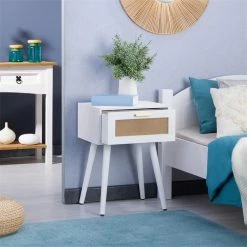 CARO-Möbel Nachttisch KIRAN Mit 1 Schublade, Holz In Weiß -Betten & Zubehör Verkäufe 95328 AC2