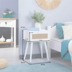 CARO-Möbel Nachttisch KIRAN Mit 1 Schublade, Holz In Weiß -Betten & Zubehör Verkäufe 95328 AC9