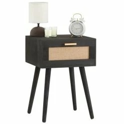 CARO-Möbel Nachttisch KIRAN Mit 1 Schublade, Holz In Schwarz