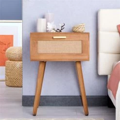 CARO-Möbel Nachttisch KIRAN Mit 1 Schublade, Holz In Braun -Betten & Zubehör Verkäufe 95331 AC1