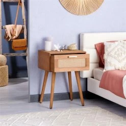 CARO-Möbel Nachttisch KIRAN Mit 1 Schublade, Holz In Braun -Betten & Zubehör Verkäufe 95331 AC2